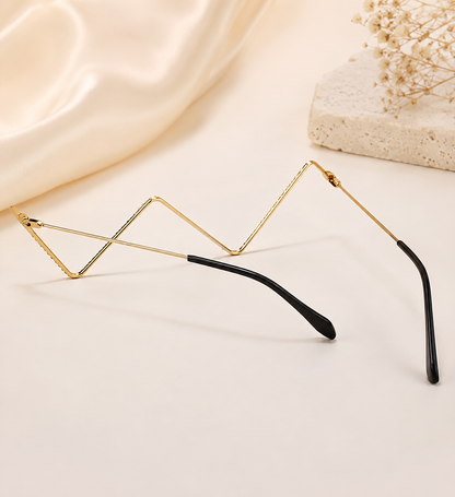 Zigzag Rhinestone Fashion Glasses | Facelet| Metal frame eyeglasses without lens