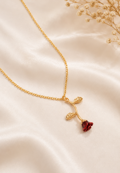 Rose Flower Pendant Necklace for Women | Minimal Gold Rose Necklace