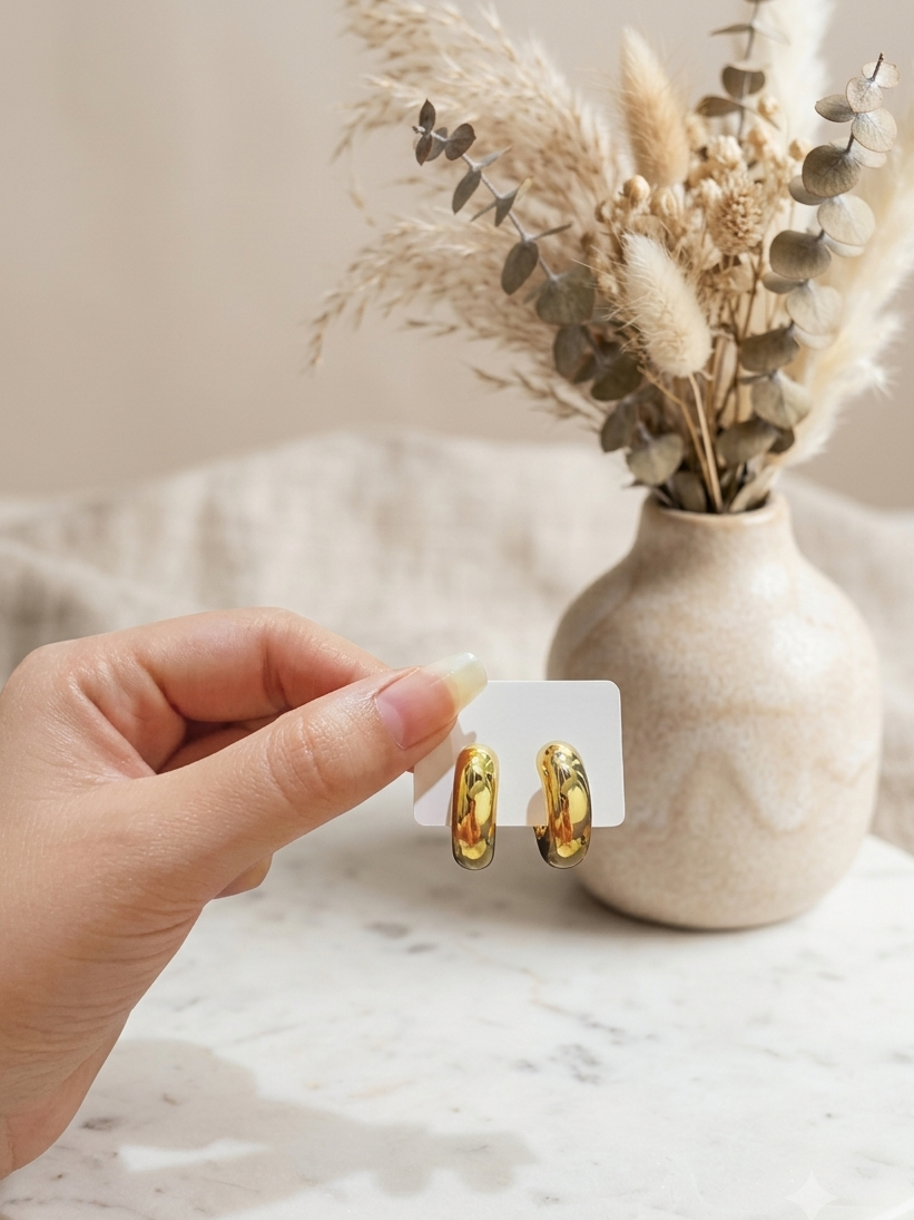 Gold Chunky Hoop Earrings for Women | Classic Statement Gold Hoops