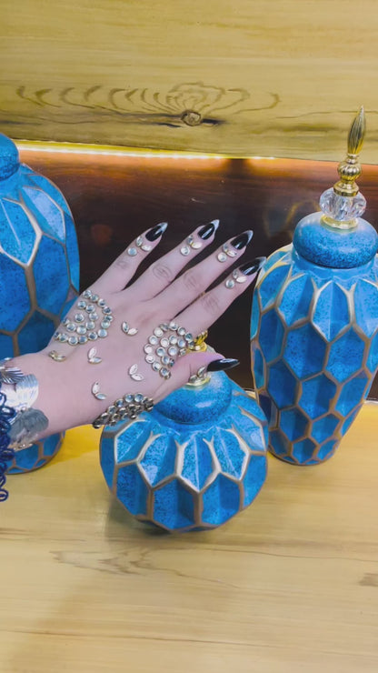 Luxury Kundan Mehndi Sticker Set – Self-Adhesive Bridal Hand Decoration for Weddings & Eid