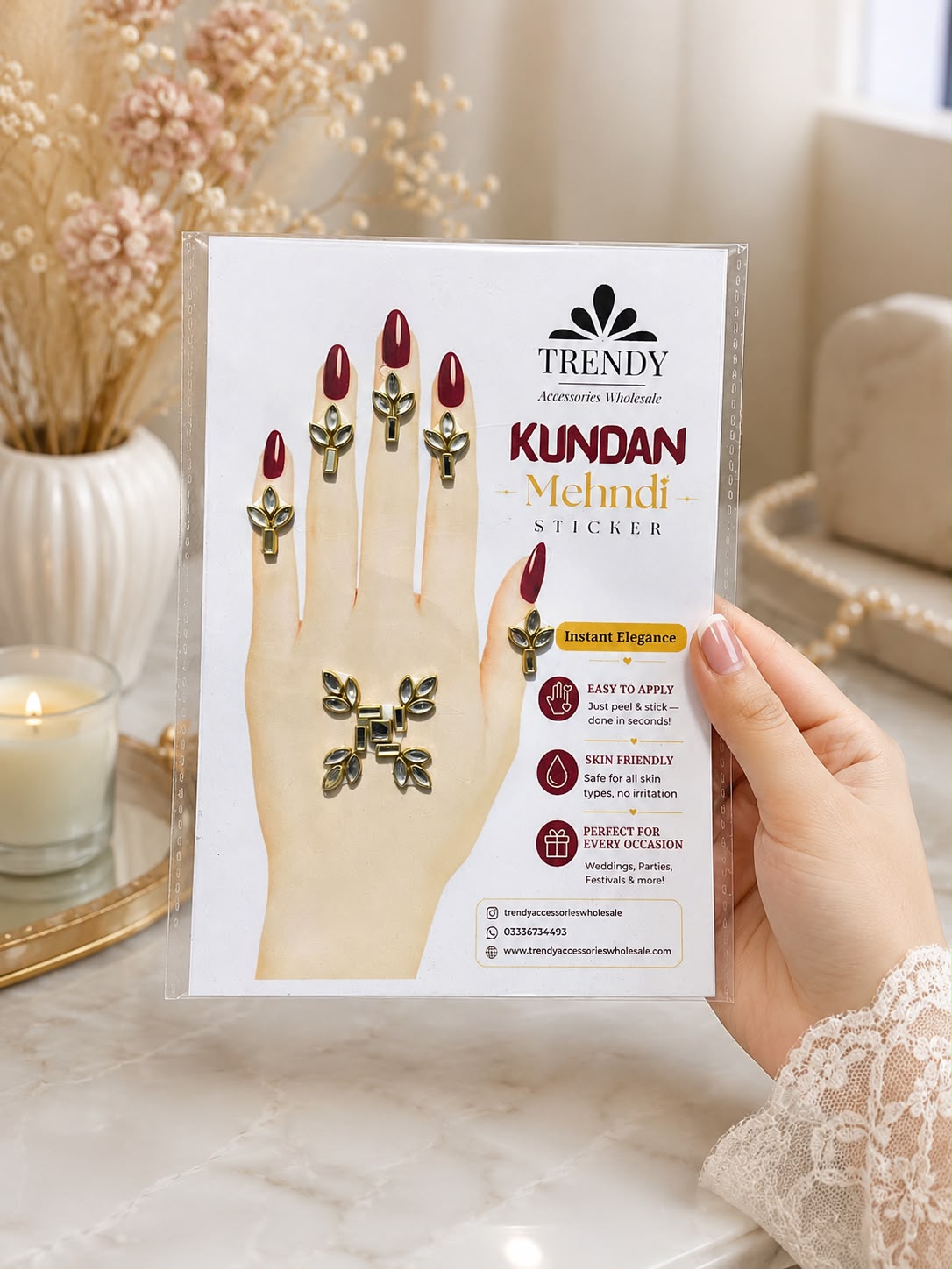 Design 07 | Classic Kundan Mehndi– Bridal & Wedding Jewelry Stickers