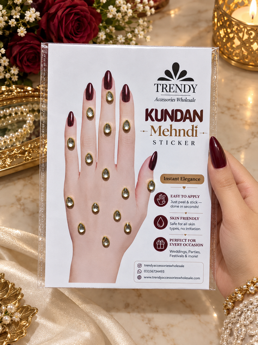 Design 32 | Elegant Teardrop Kundan Mehndi | Bridal Hand Jewellery