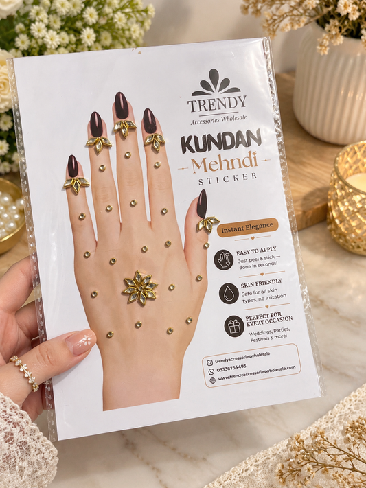 Design 15 |Premium Kundan Mehndi Pack-Fancy Hand Decoration Stones