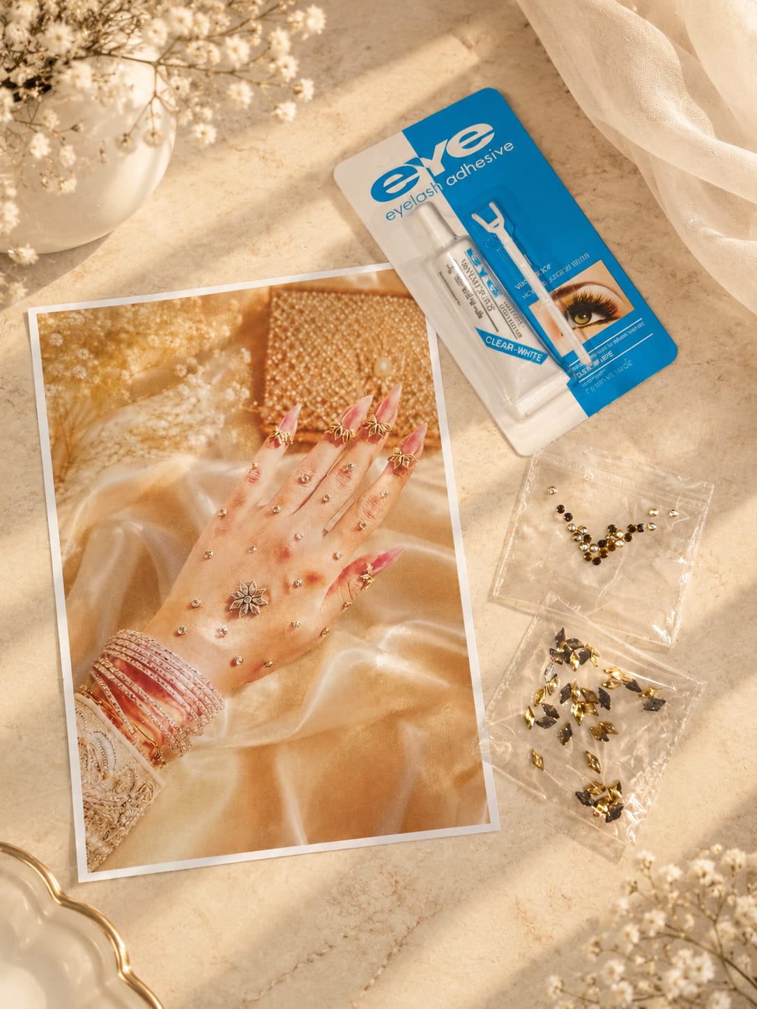 Design 15 |Premium Kundan Mehndi Pack-Fancy Hand Decoration Stones